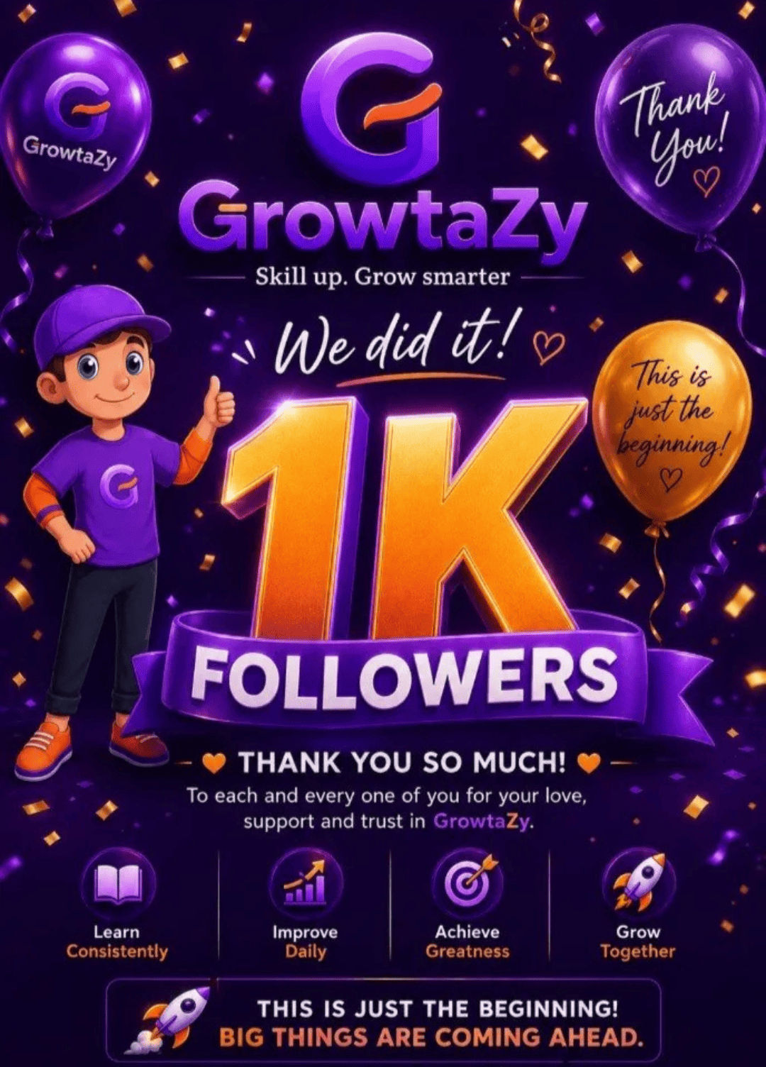 GrowTaZy Community Reached 1,000+ Followers