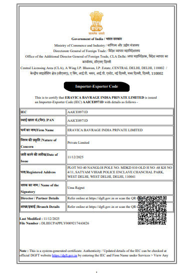 IMPORT-EXPORT CERTIFICATE