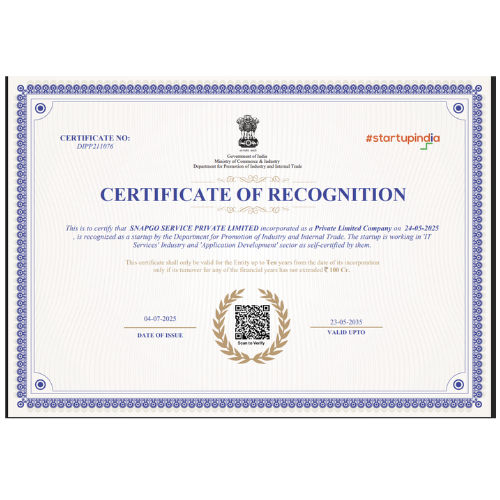 Startup India & DPIIT Certified Government Recognition