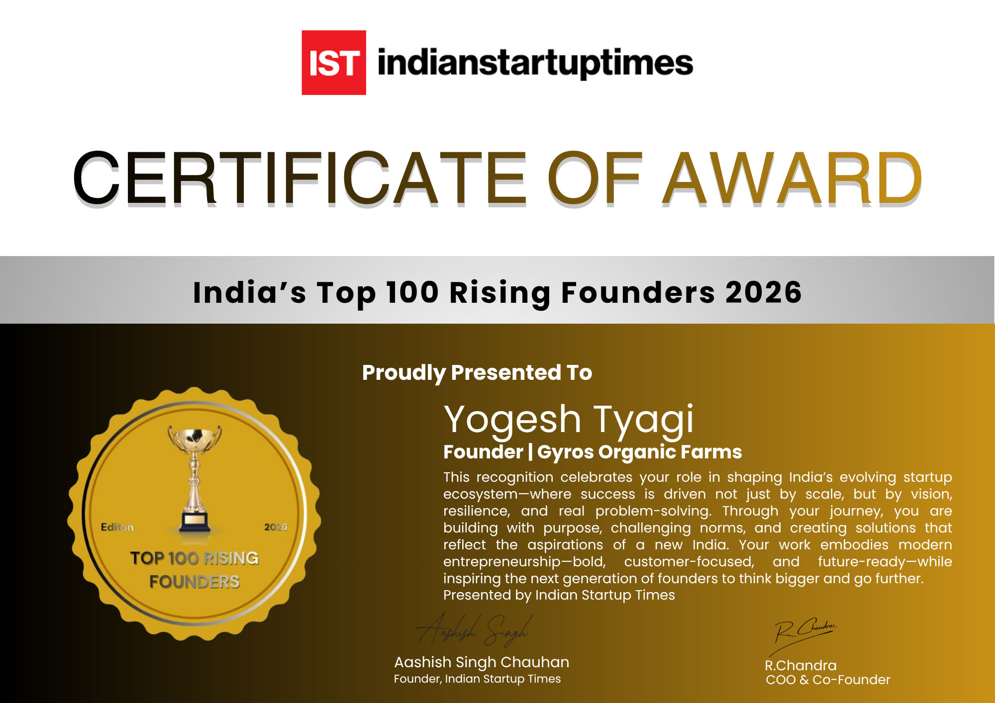 India’s Top 100 Rising Founders 2026.