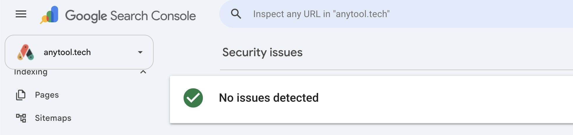 Google Search Console, 24 September 2026: no security issues detected