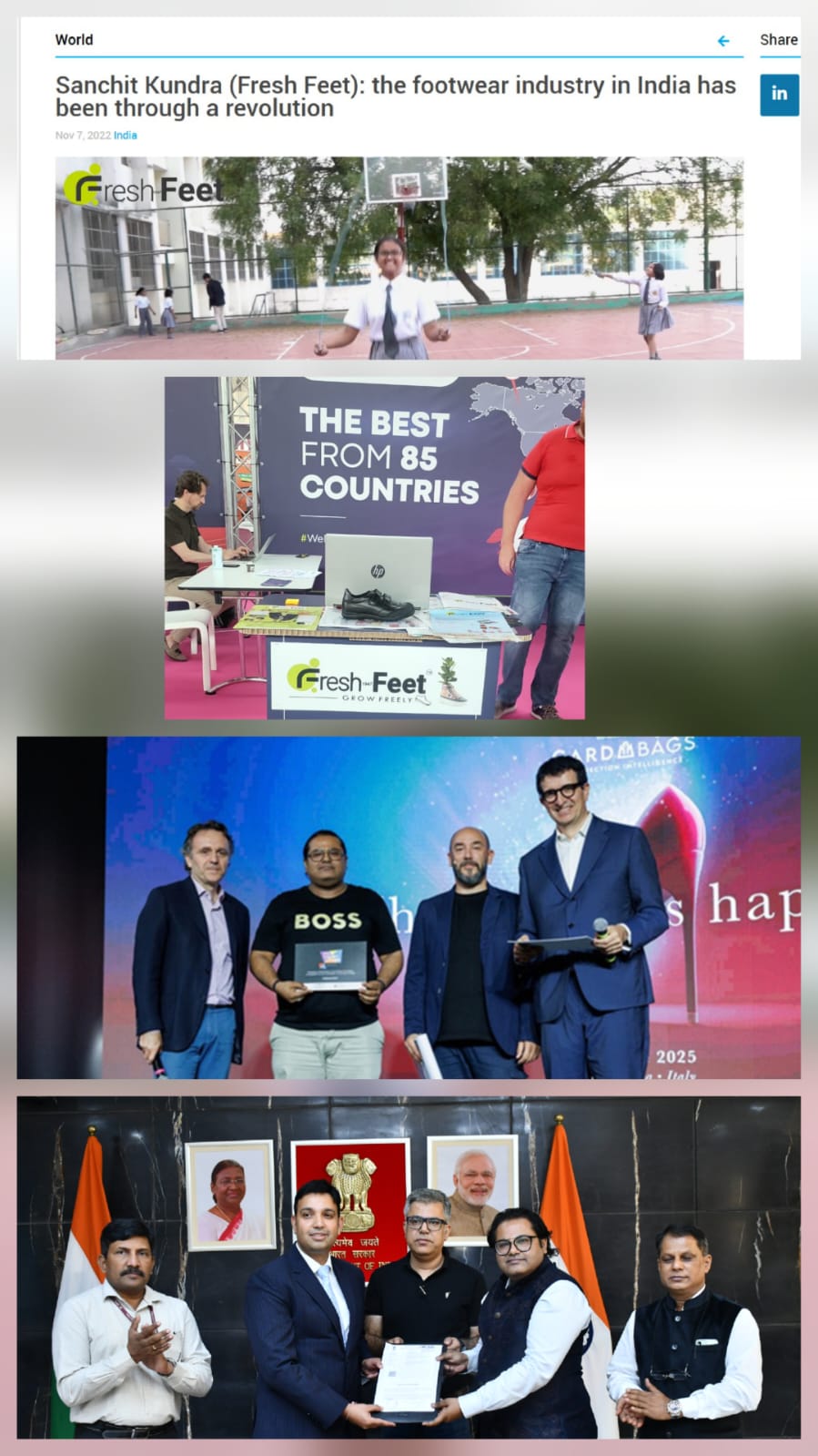 Interview by World Footwear, startup among world 85 countries, Expo Riva Schuh Italy innovative tech startup & MOU with FDDI 