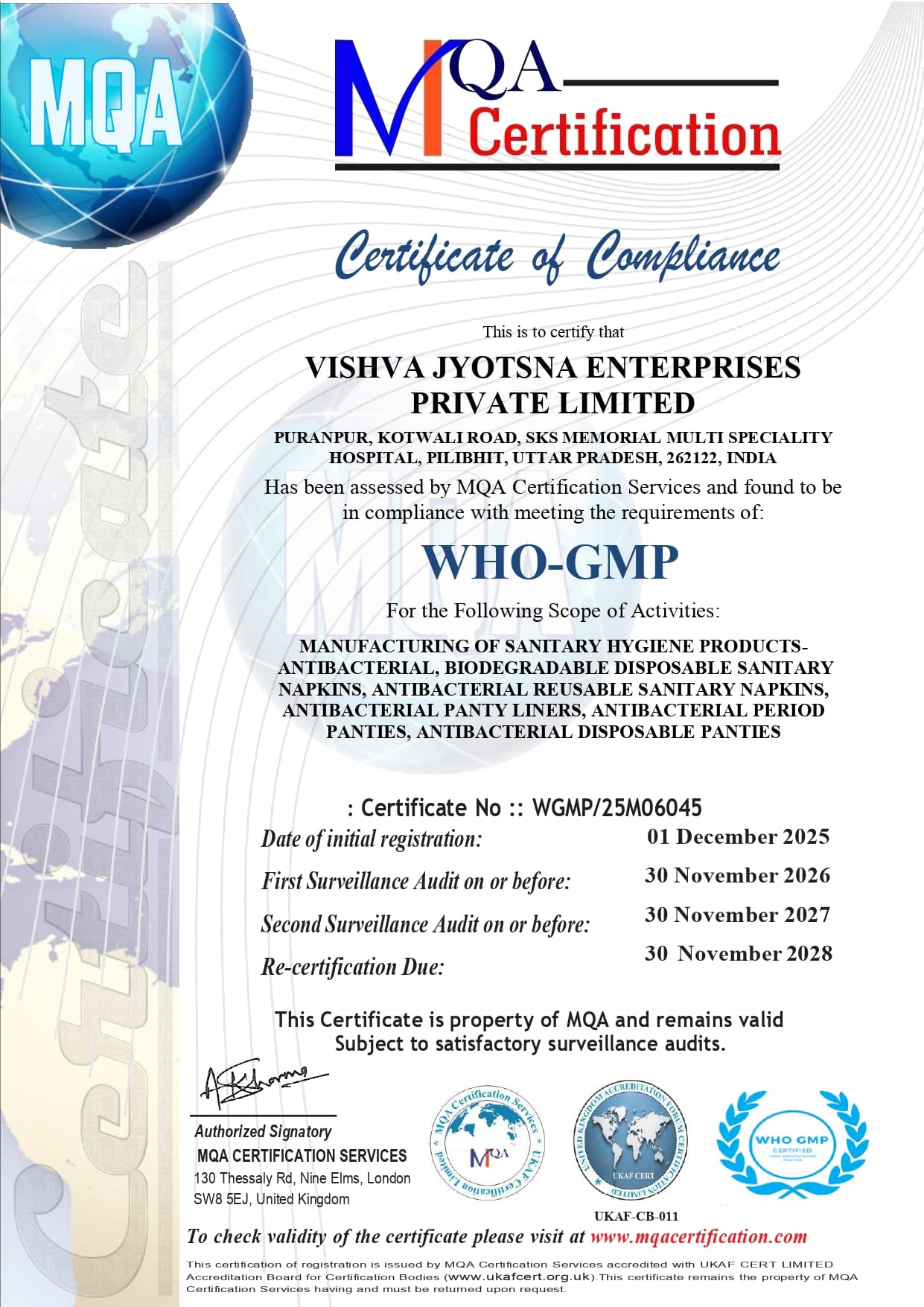 Good Manufacturing Practices certification