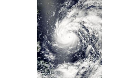 Leaving a trail of destruction behind, Typhoon Meranti
