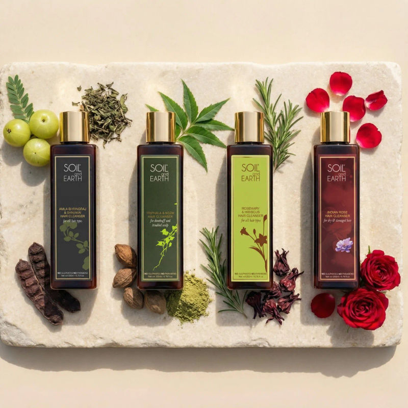 Skincare, oils flat-lay