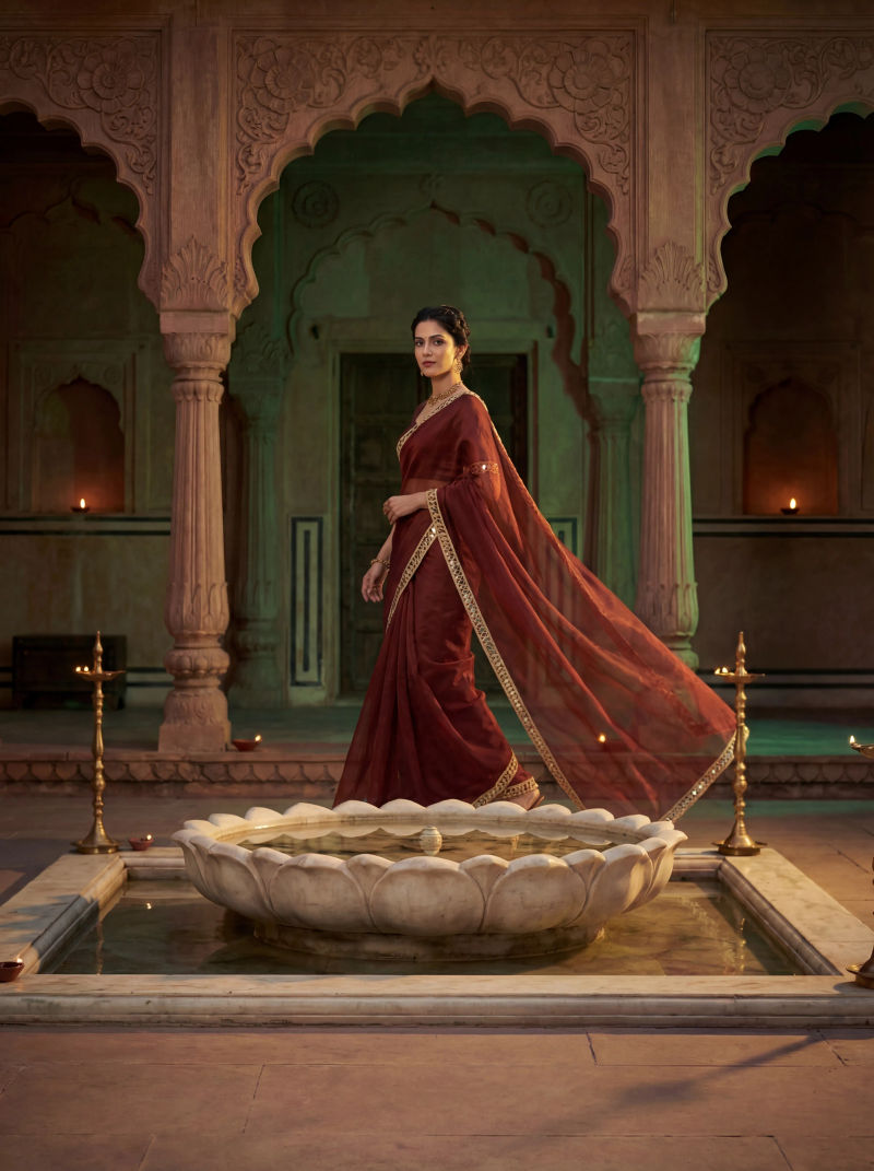 Saree, standing drape pose