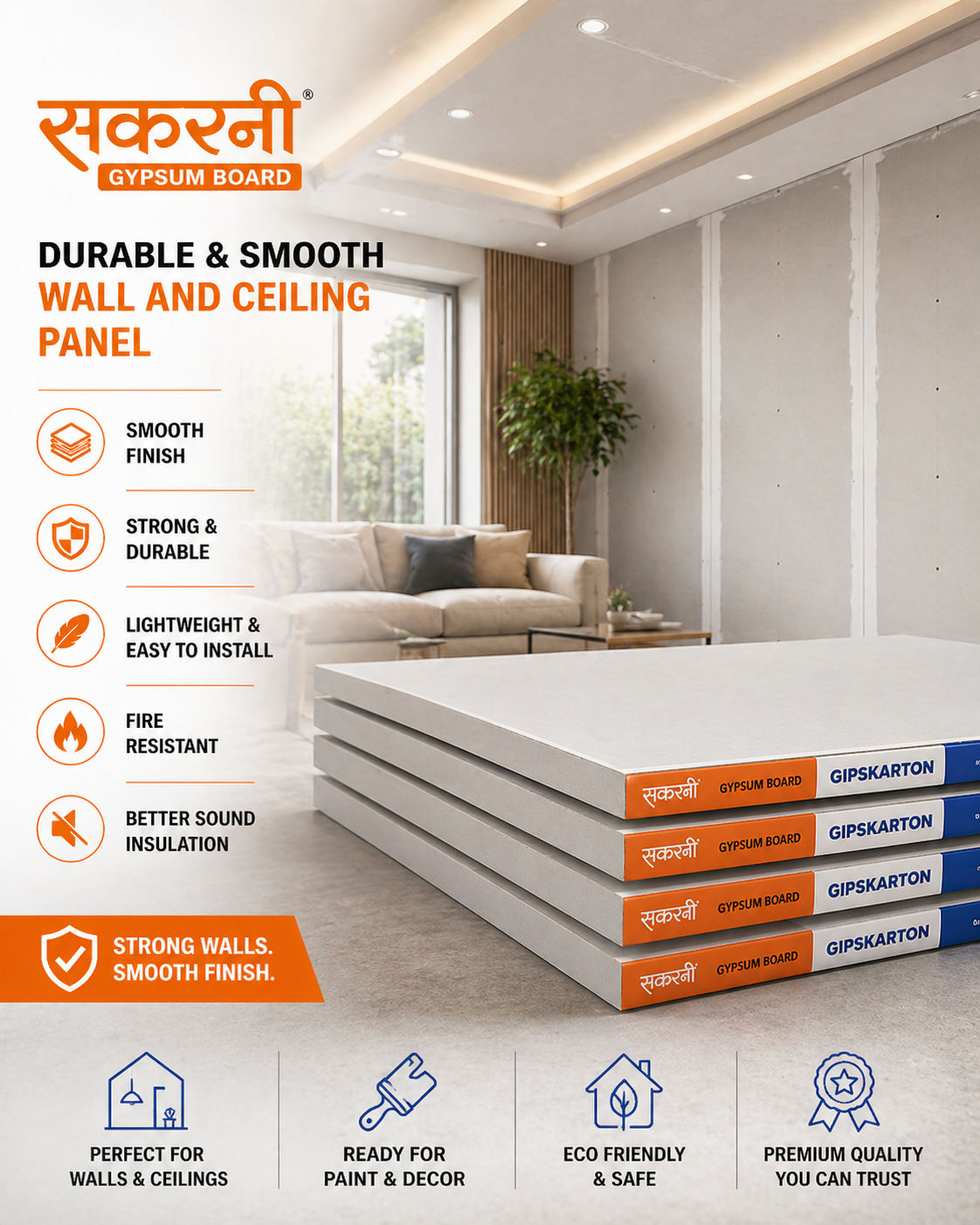 SAKARNI – Gypsum Board | Durable & Smooth Wall and Ceiling Panel view 2