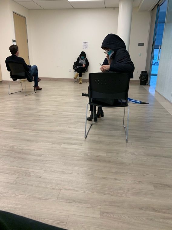 The waiting room to get tested 