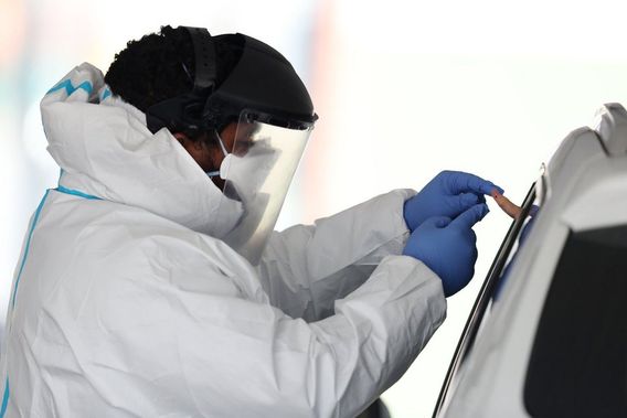 Administering a coronavirus antibody blood test last week on Long Island.Credit Al Bello/Getty Images