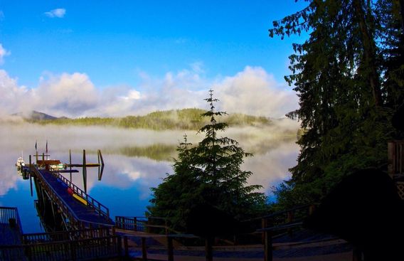 Most folks arrive by float plane. It brings you right to the dock.