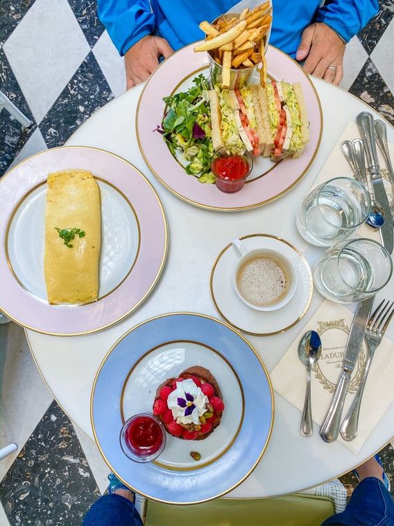 Part of our meal at Ladurée Beverly Hills. We were running the LA Marathon the next day. 