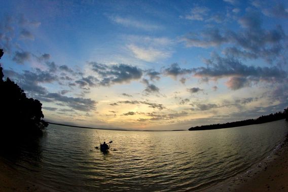 A paddler approaches Jewell Key.