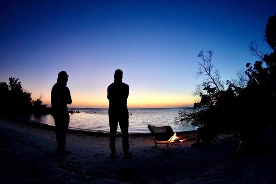 Watching the sunset while standing.