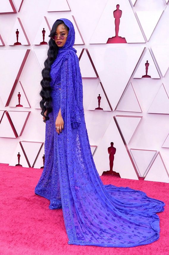 H.E.R. wearing Custom Dundas at the Oscars