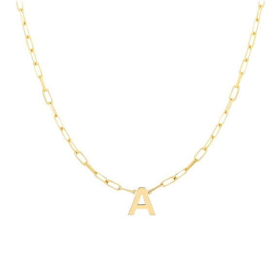 Block Initial + Link Chain Necklace - 20% off