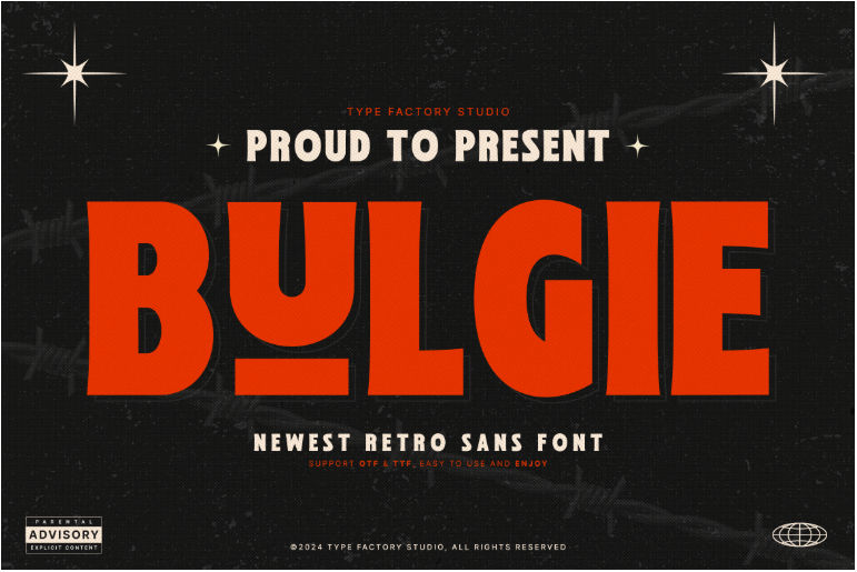 Our retro inspired font: Bulgie. Available at typefactory.co