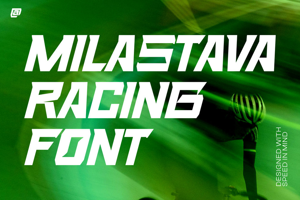 Racing font designed for headlines, motorsport graphics, posters, and highspeed visual layout