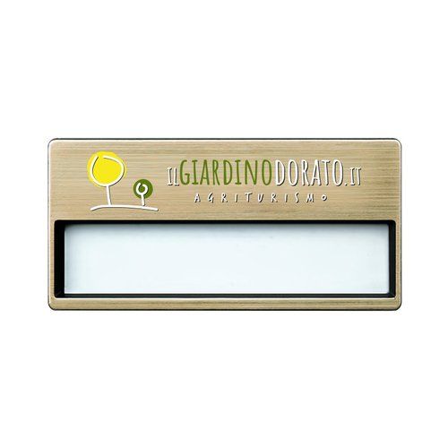 Badge Rettangolare con Portanome Oro