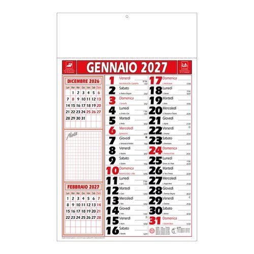 Calendario 2027 da Parete Mensile Mercurio Personalizzato