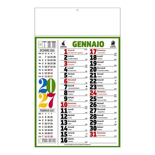 Calendario 2027 da Parete Mensile Nettuno Personalizzato