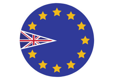 EU Flag with UK Flag Separated