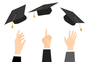 Hands Throwing up Graduation Caps