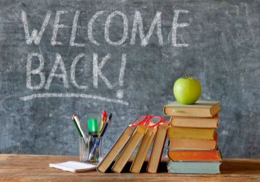 School Black Board with Welcome Back wrote on it