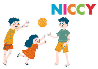 Cartoon Children Playing with a Ball