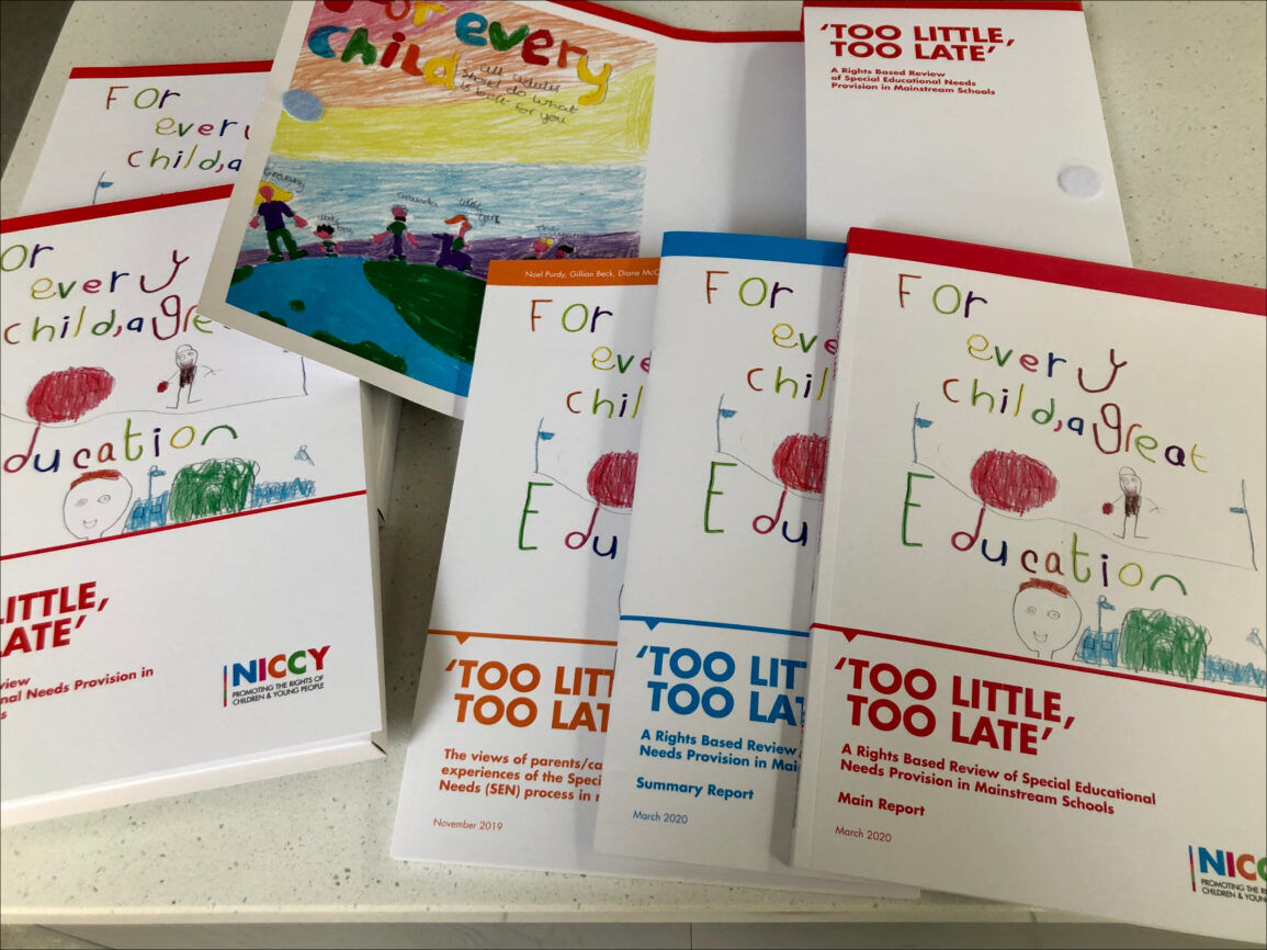 Several copies of NICCY's "Too Little, Too Late" report