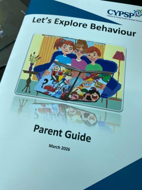 This is a photo of the front page of the printed resource booklet titled Let's Explore Behaviour Parent Guide.