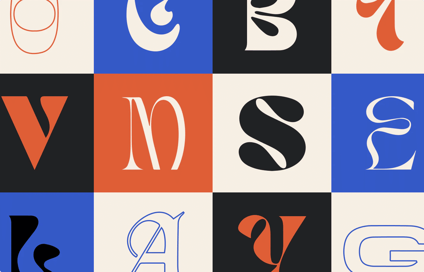 typographic desgin different styles and colors