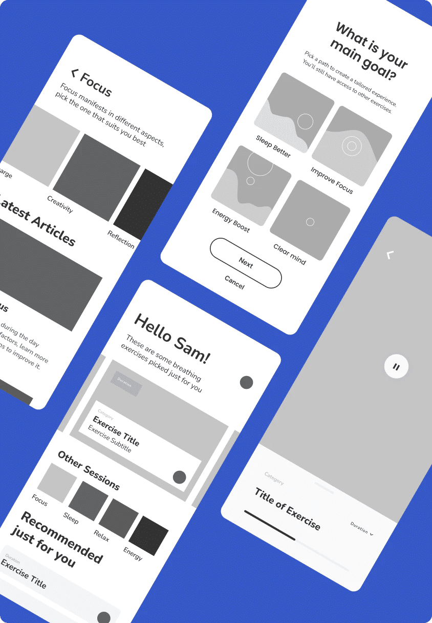 mobile ui mid fidelity wireframe breathology