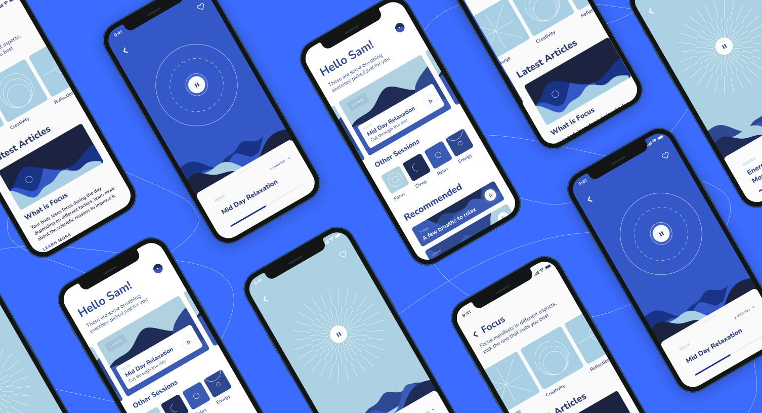 website landing page design for an app for improving health with better breathing habits