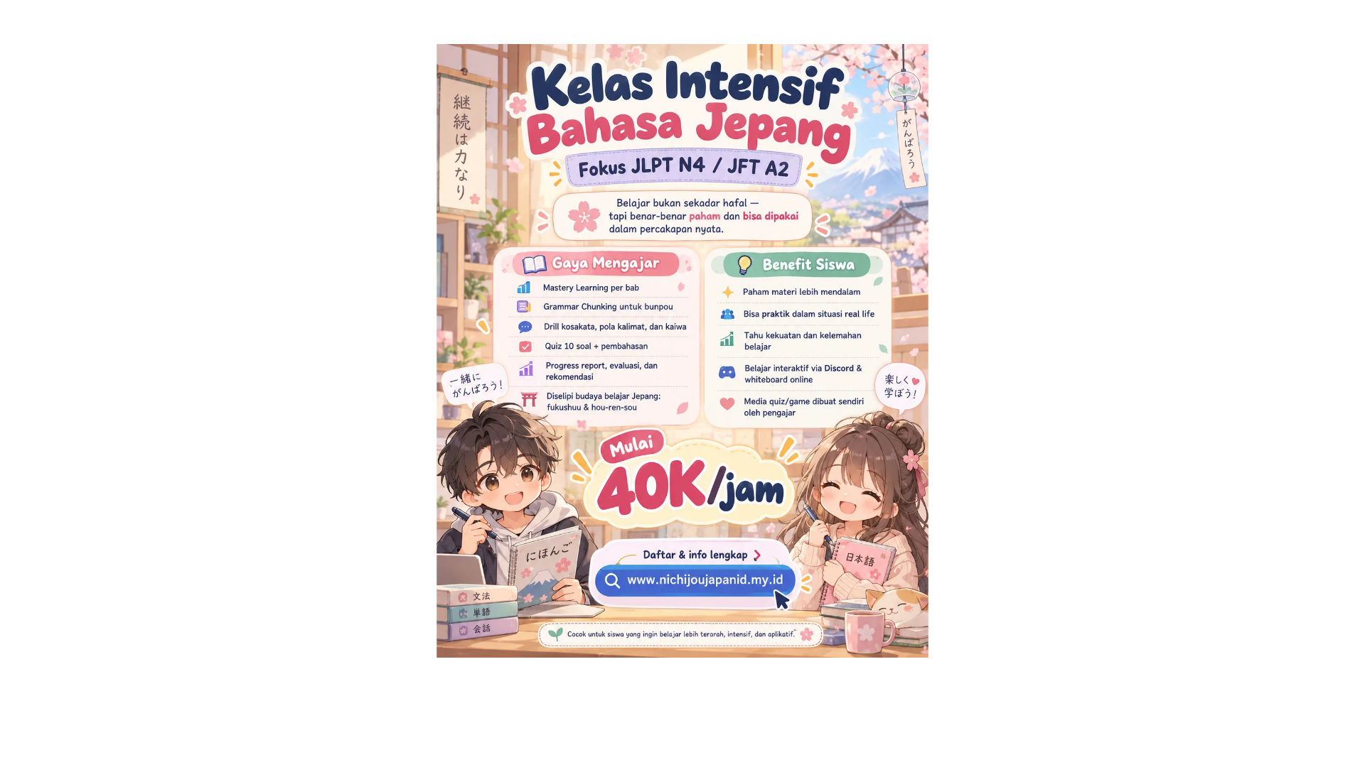 Kelas Bahasa Jepang Intensif JLPT N4 & JFT A2