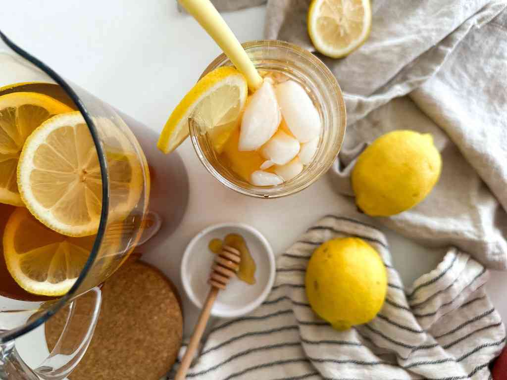 Honey Lemon Iced Tea in a glass. 