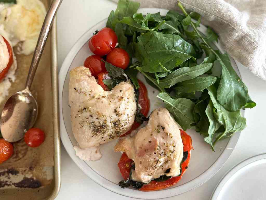 Caprese Chicken with side salad