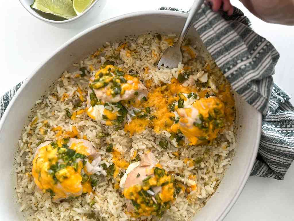 Jalapeño Popper Chicken - fluff rice