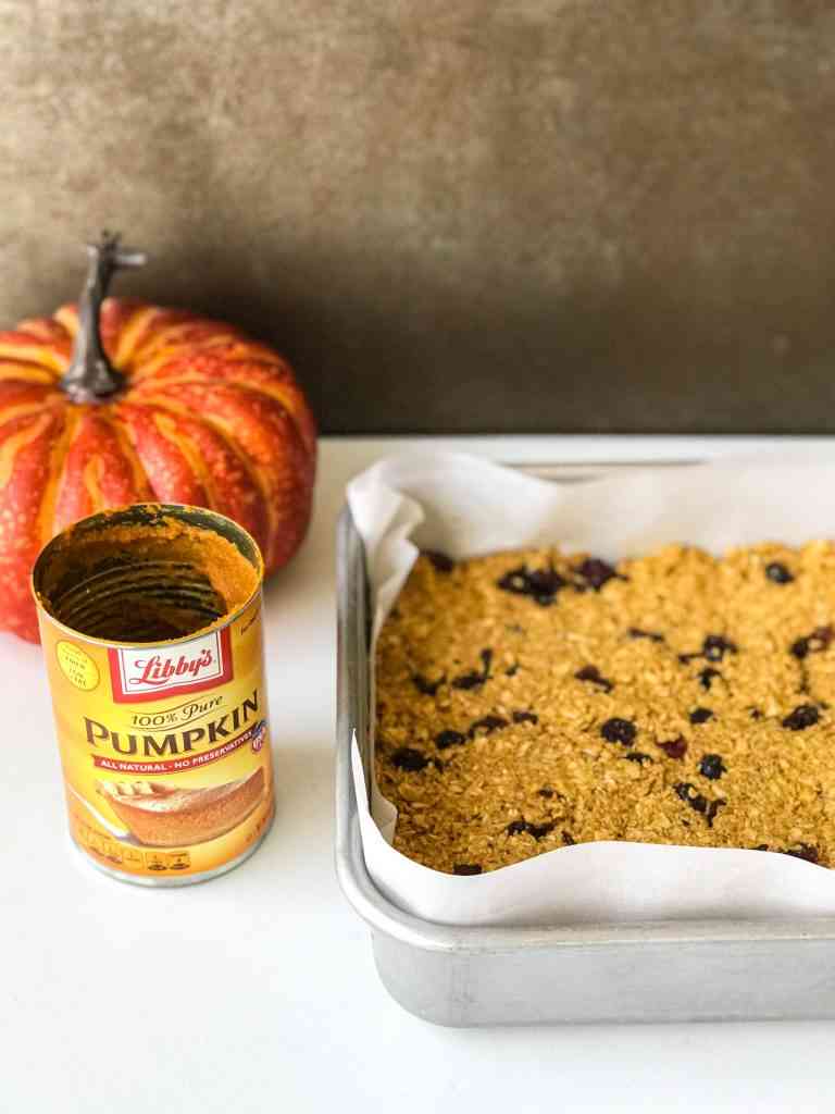 Chewy Overnight Oat Pumpkin Bars