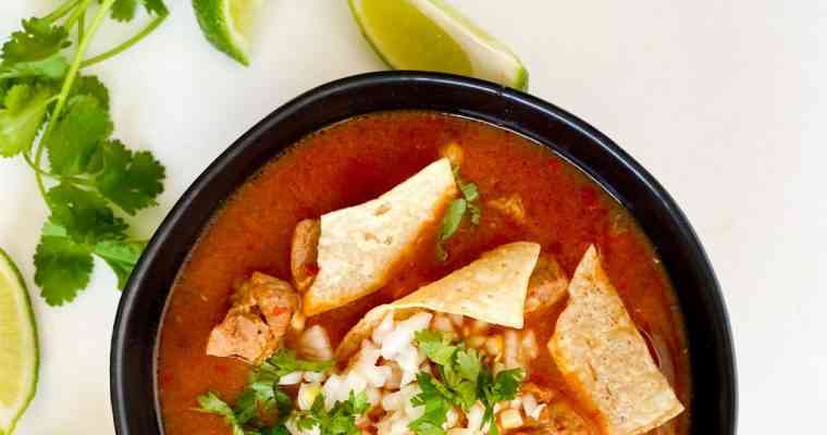 Slow Oven-Roasted Mexican Pozole Rojo Soup