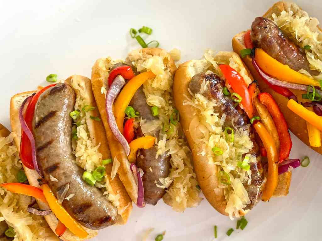 Grilled Brats and Sauerkraut - Ole Blue Dog