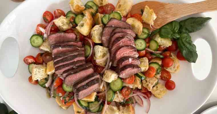Panzanella Salad with a Reverse-Seared Steak