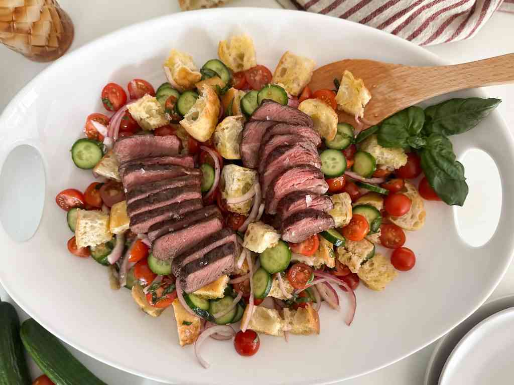 Panzanella Salad with a Reverse-Seared Steak