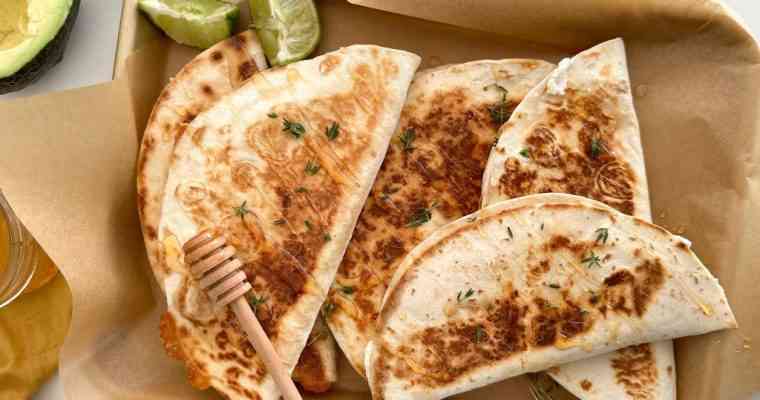 Crispy Honey Thyme Chicken and Goat Cheese Quesadillas