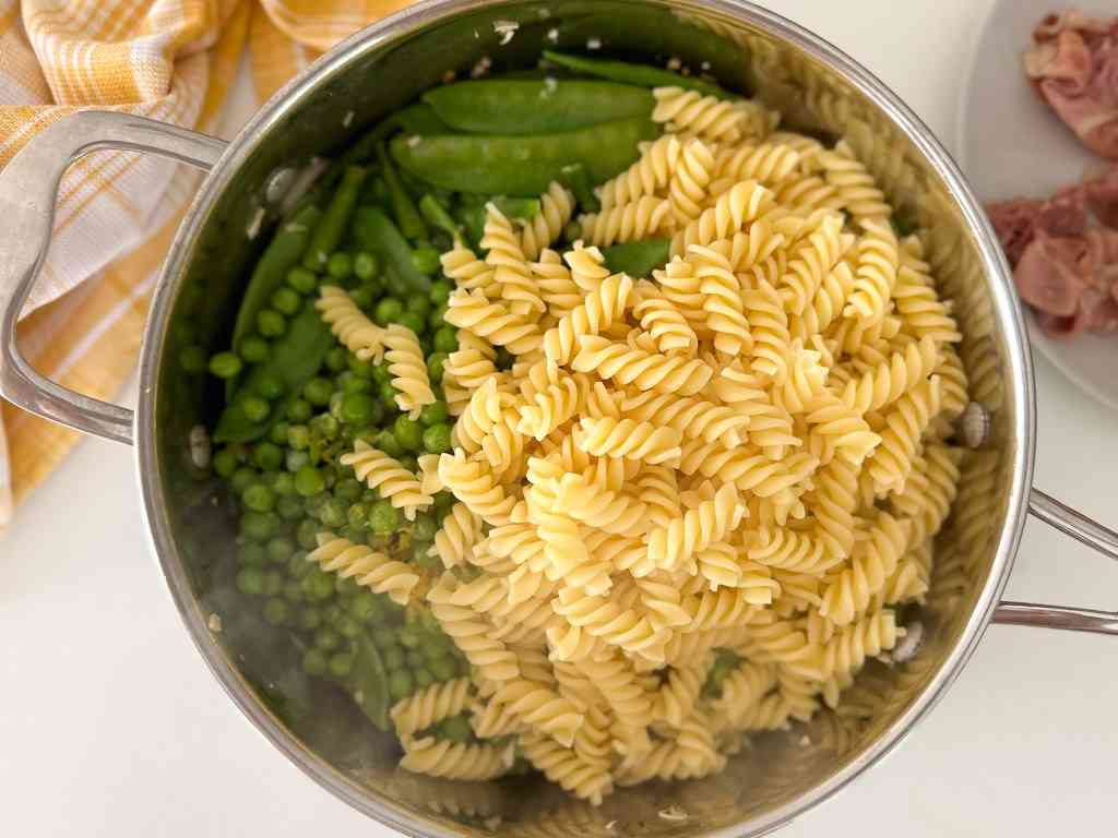 Spring Green Vegetable Carbonara with Crispy Prosciutto