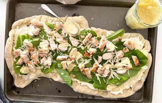 Grilled Chicken Caesar Salad Pizza