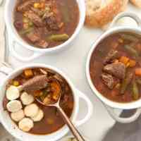 Vegetable Beef Soup in bowls.