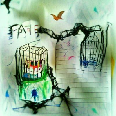 Fate is a cruel monster.
One we face in cages seeking freedom.
Calling out for it like a false songster. child's drawing