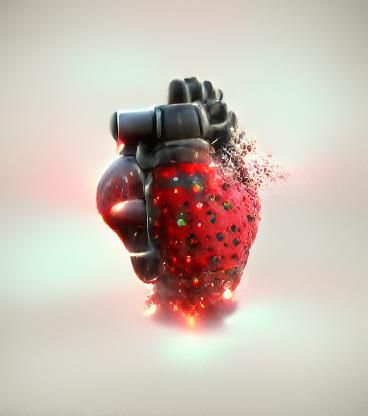 Strawberry hand grenade just started to explode ai artwork