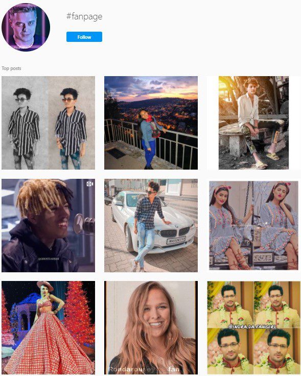 hashtag fanpage on Instagram