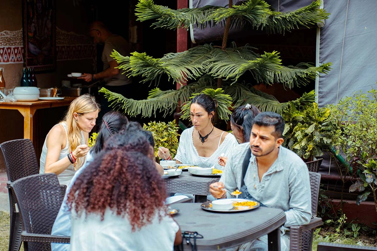 Dining at Nirvana Yoga School